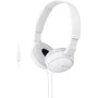 Sony Auriculares MDRZX110APW Blancos con Micrófono, Diadema Circumaural Cerrada, Conexión Alámbrica Jack 3.5 mm Chapado en Oro